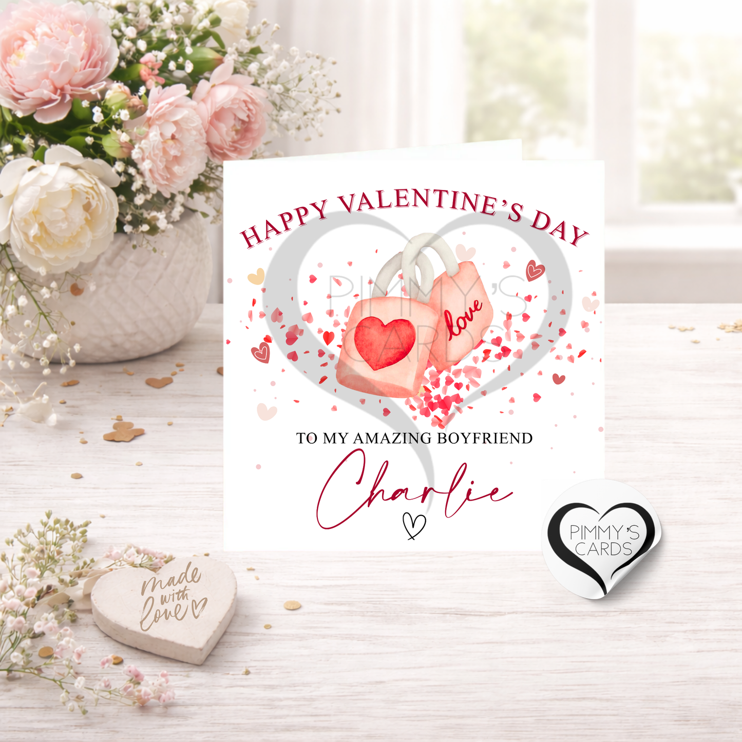 Valentine's Day Personalised Cards. Handmade cards. Valentine's Day Cards.