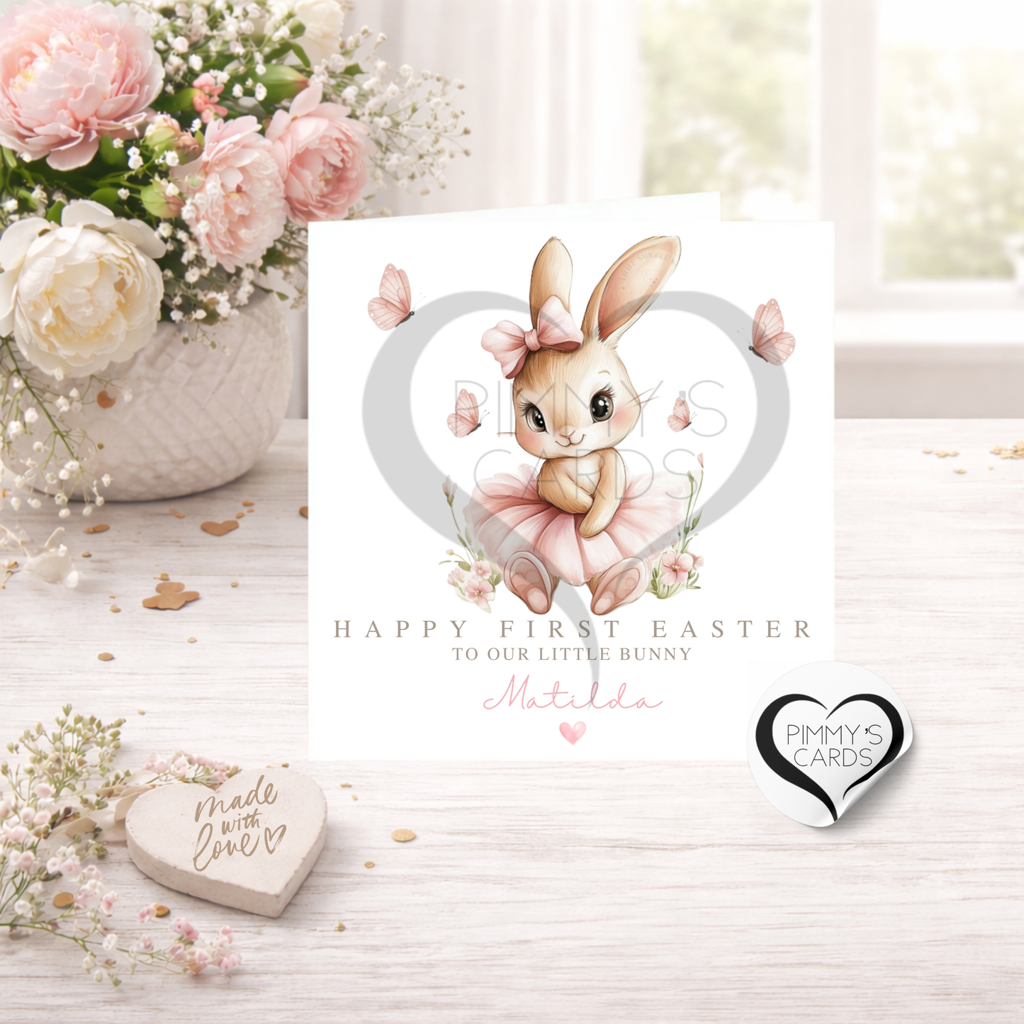 Pink Bow Tutu Bunny -Classic Easter Card