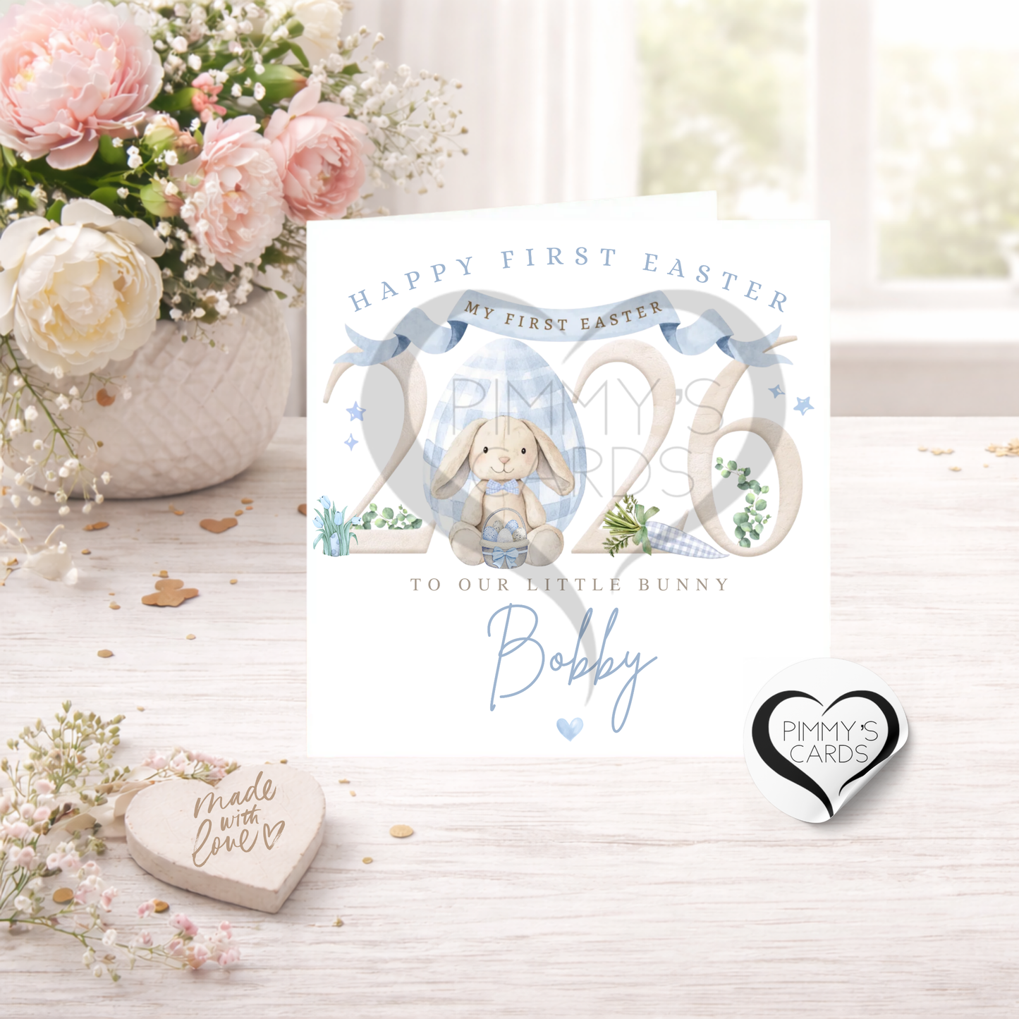 First Easter 2026 Bunny Blue Theme-Classic Card