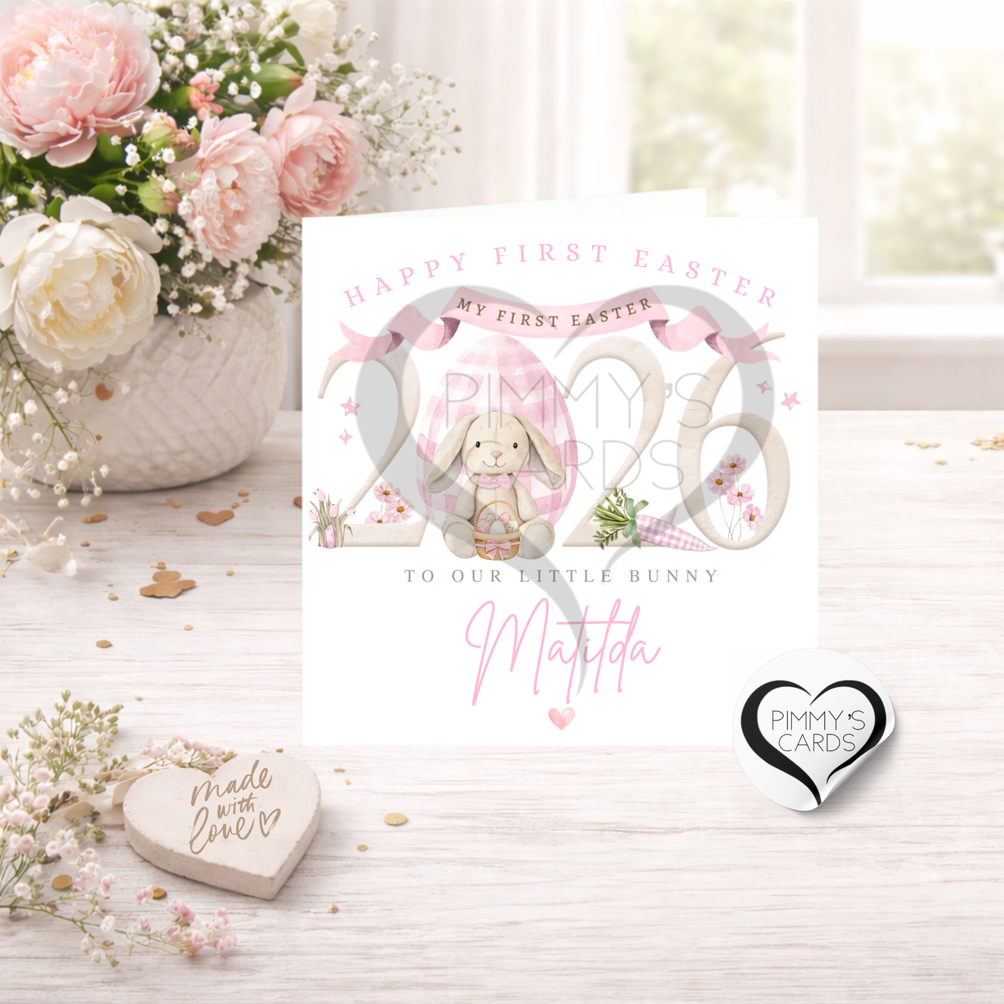 First Easter 2026 Bunny Pink Theme-Classic Card