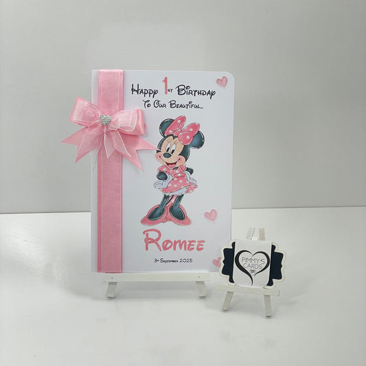 Minnie Mouse Pink Theme Card Side Ribbon Bow