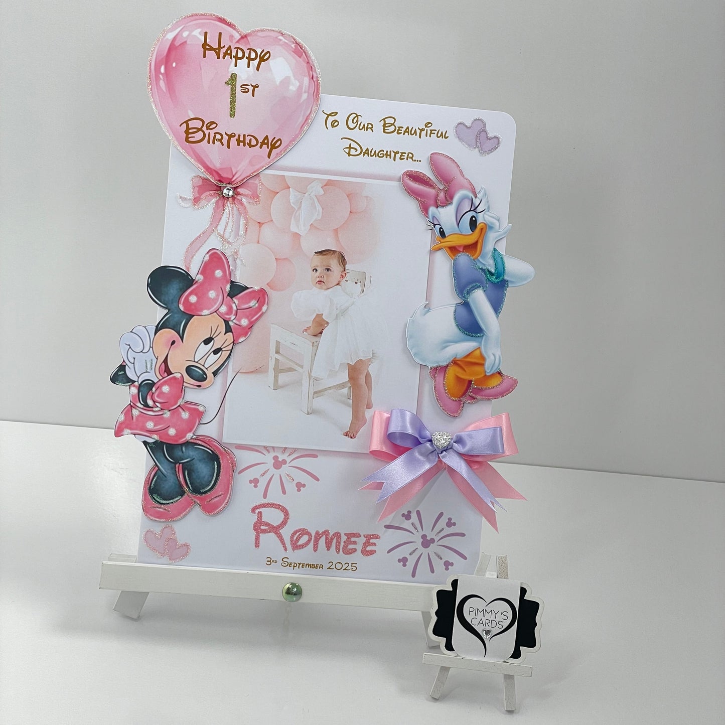 Minnie Mouse & Daisy Duck Pink & Lilac Theme Photo 3D Pop Out Card