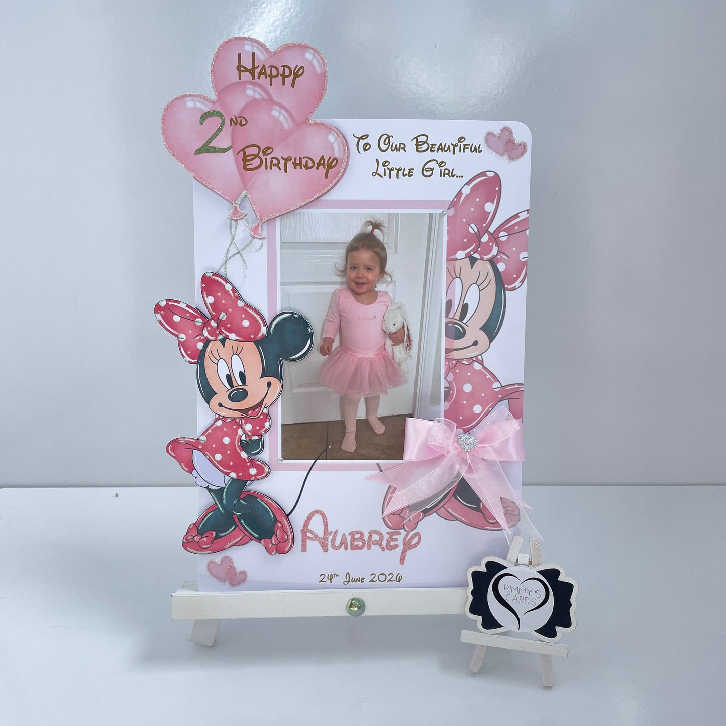 Minnie Mouse Pink Theme Photo 3D Pop Out Card