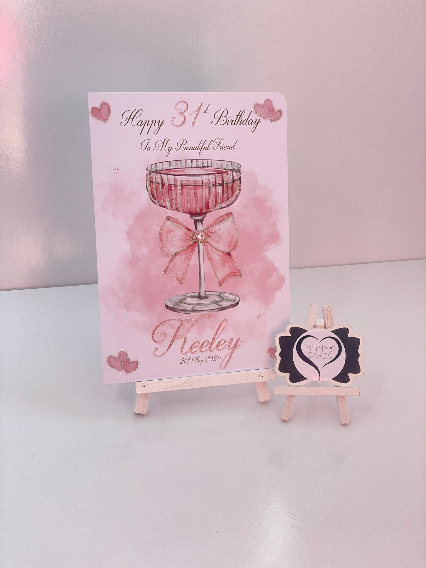 Classy Drink Glass With Bow - Pink Theme