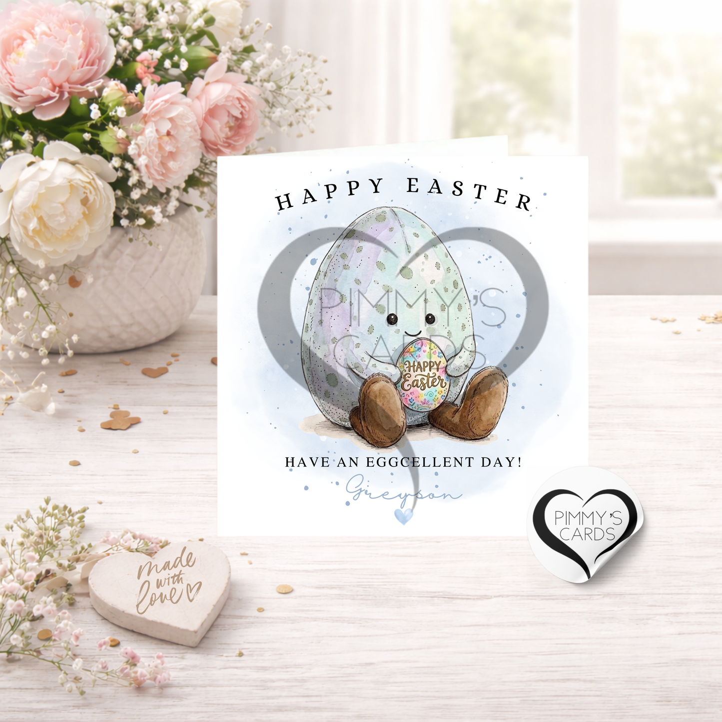 Blue Jellycat Inspired Speckled Easter Egg- Mini Egg-Classic Easter Card