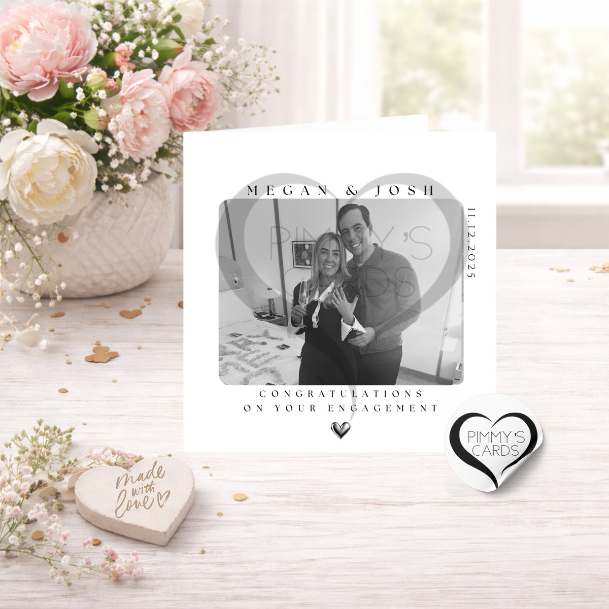 Black & White Photo - Engagement Classic Card