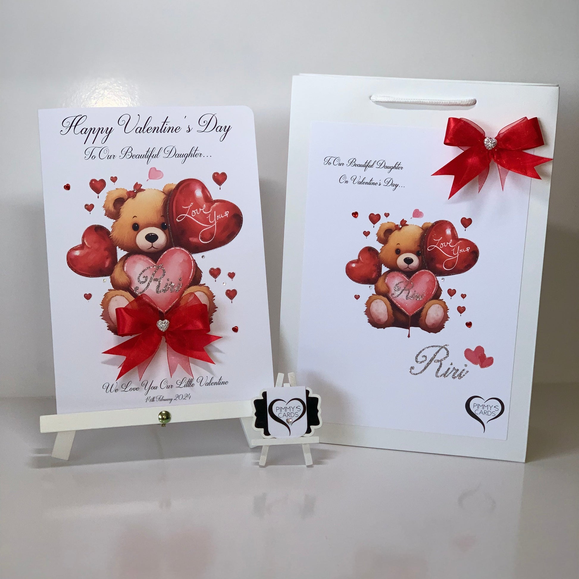 Personalised Valentine's Day Cards. Handmade valentine's day cards. Valentines day teddy bear
