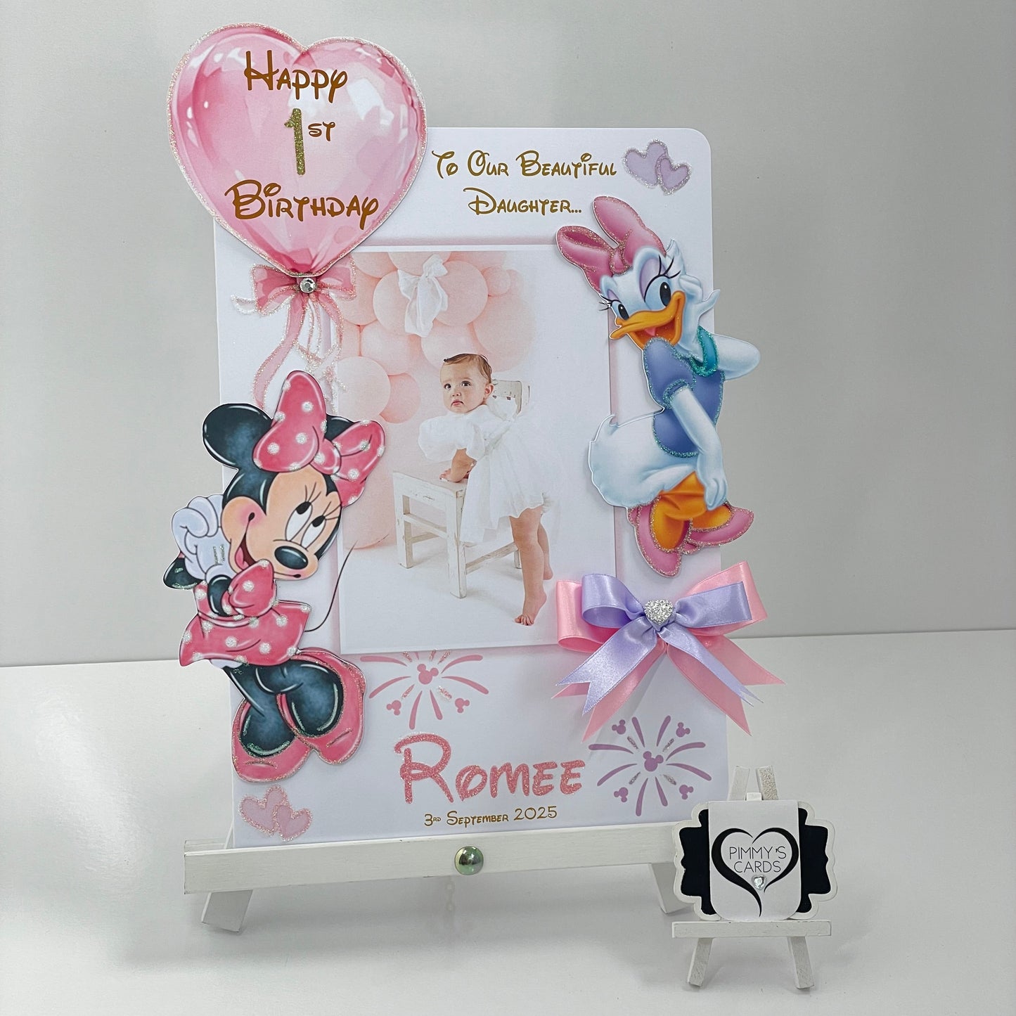 Minnie Mouse & Daisy Duck Pink & Lilac Theme Photo 3D Pop Out Card