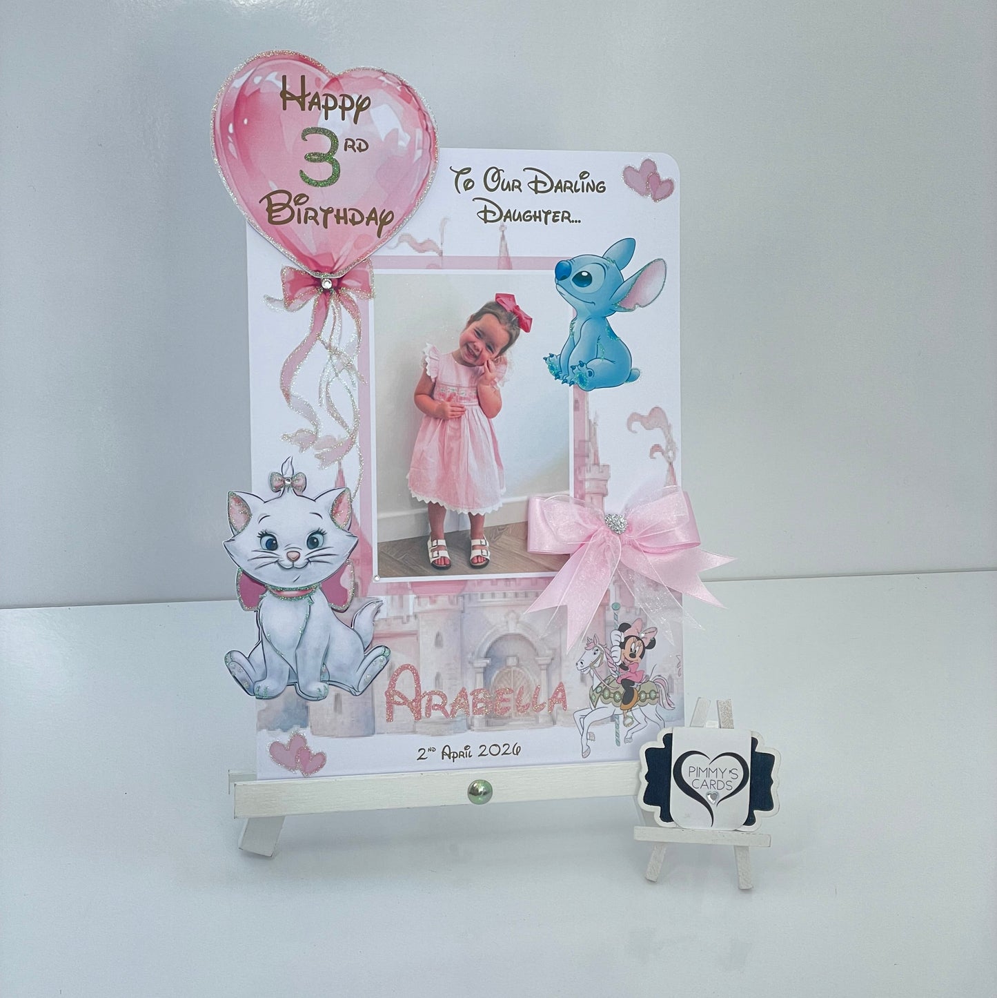 Disney Aristocats Marie, Stitch and Minnie Mouse Theme Photo 3D Pop Out Card