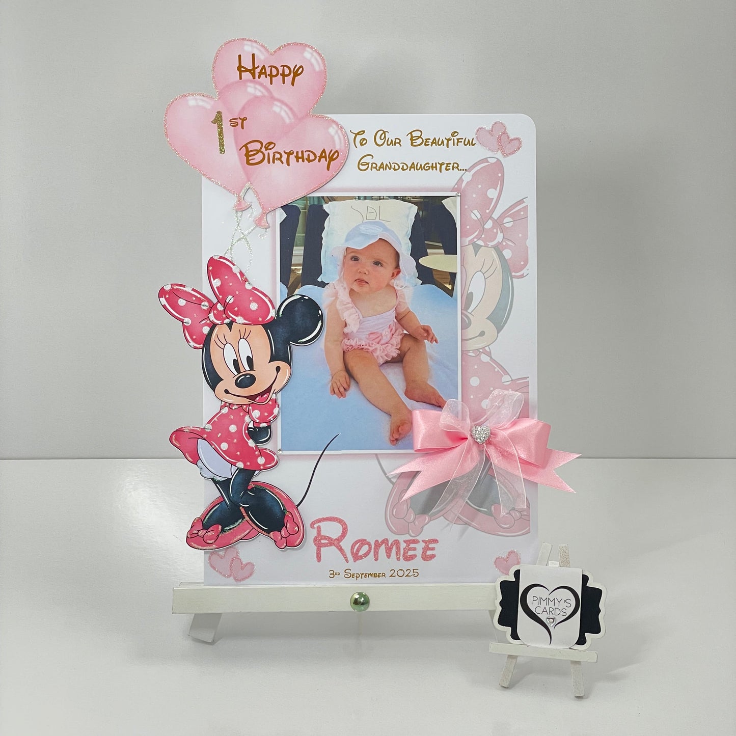 Minnie Mouse Pink Theme Photo 3D Pop Out Card