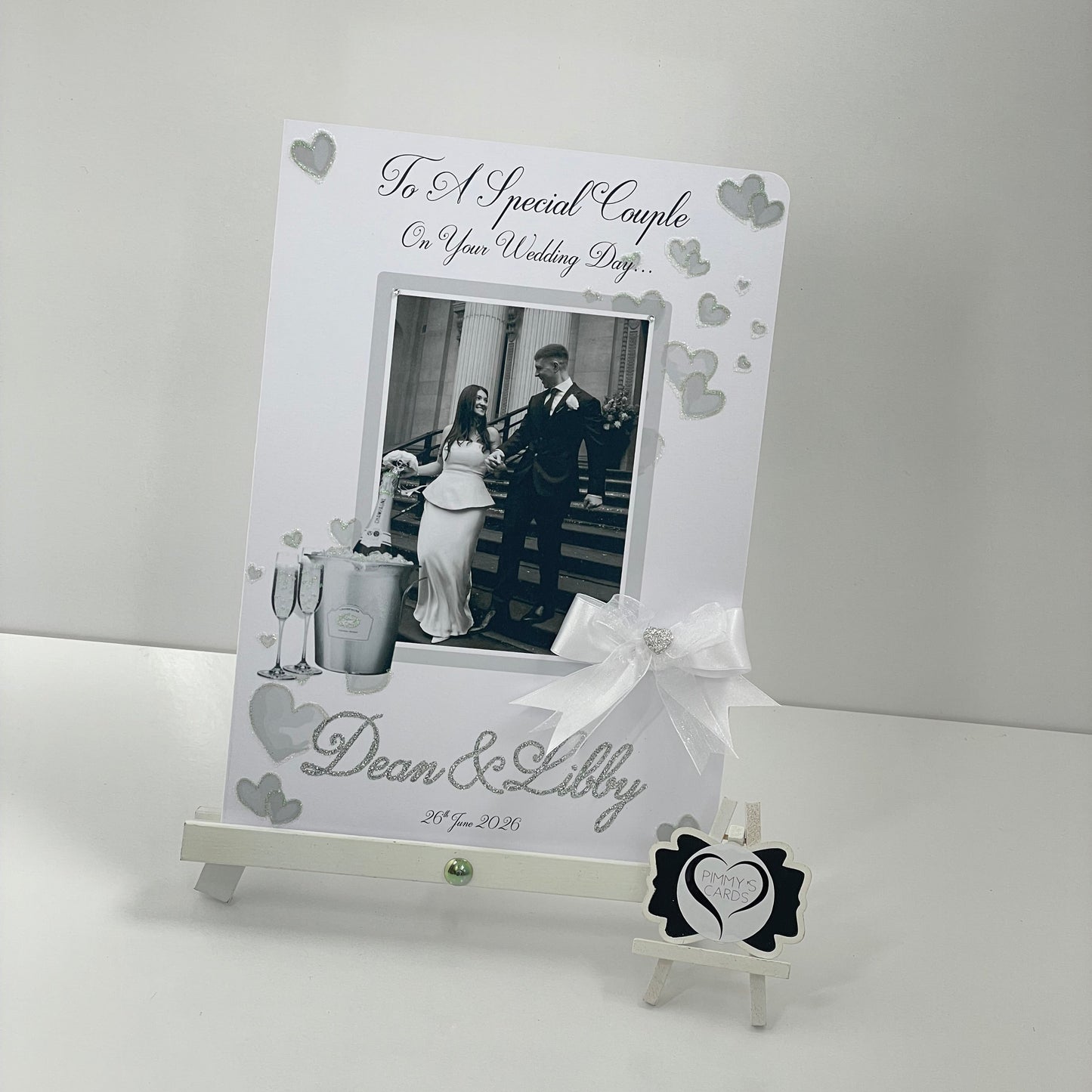 Silver Champagne Bucket Wedding Photo Card