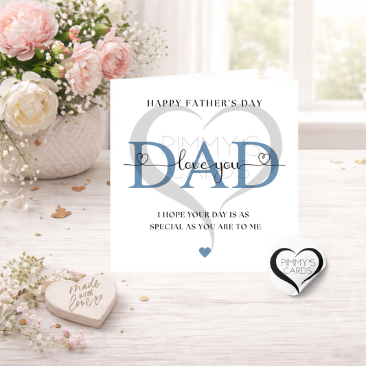 Dad Love You Blue Theme - Father's Day Classic Card
