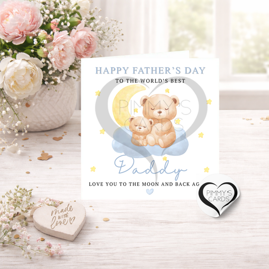 Love You To The Moon & Back Again, Bears Blue Theme - Father's Day Classic Card