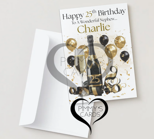 personalised birthday card for men and women champagne design