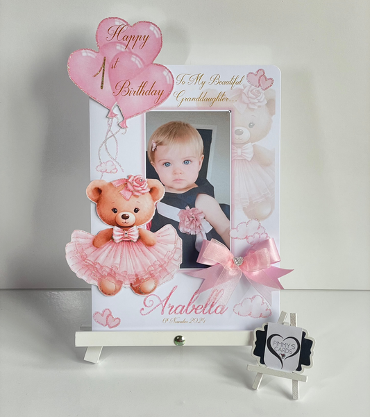 Pink Tutu Teddy Theme 3D Pop Out Card