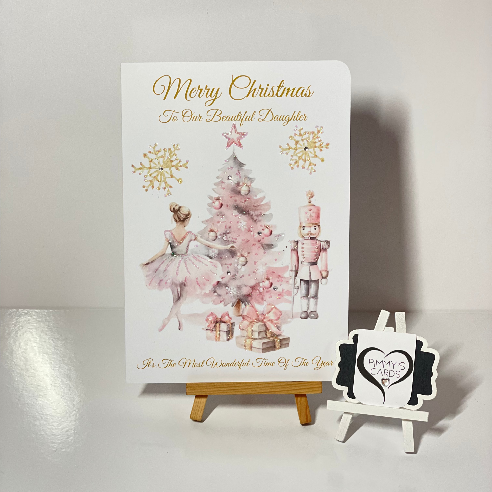 Christmas cards Pink Nutcracker Christmas tree design 