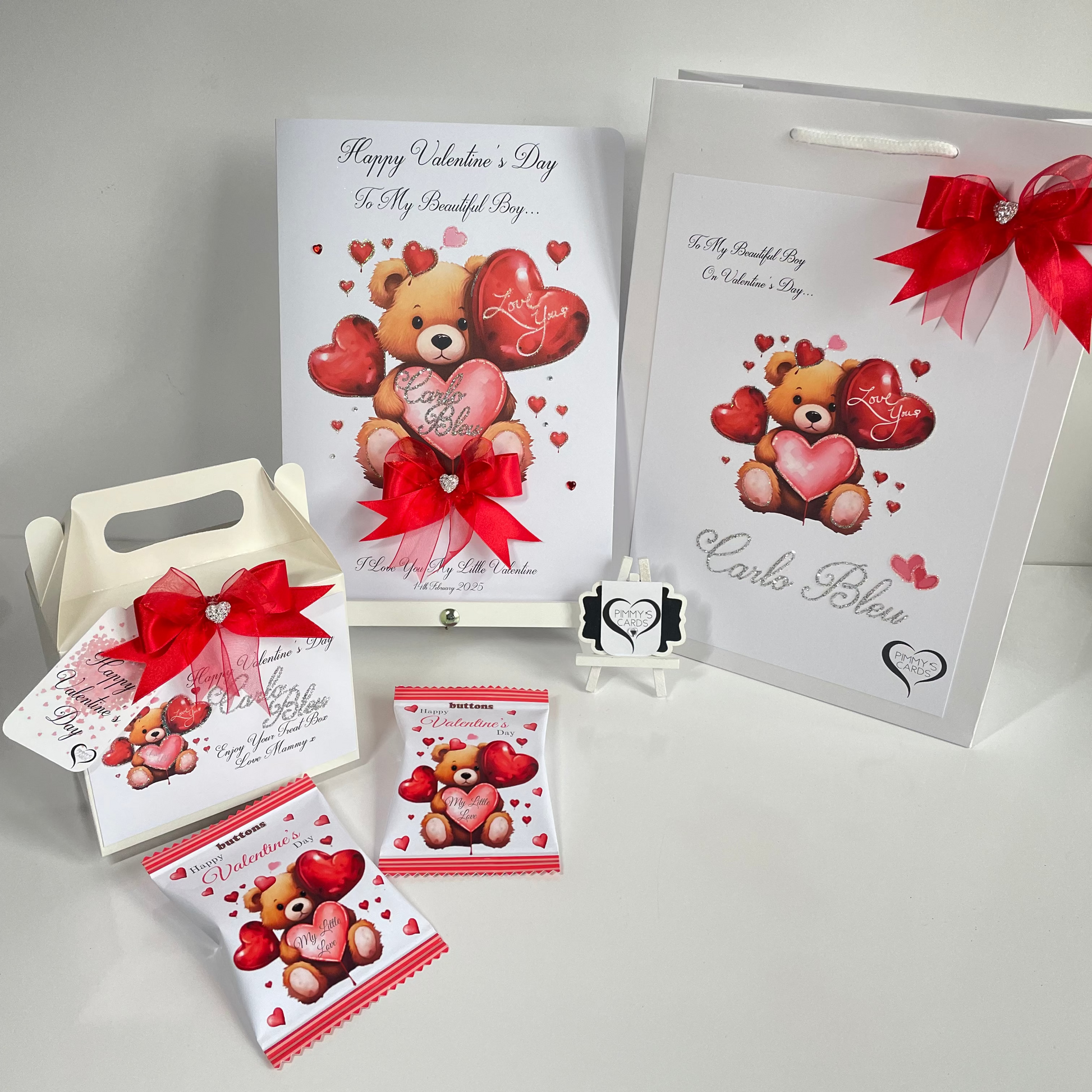 Personalised Valentine's Day Cards. Handmade valentine's day cards. Valentines day teddy bear
