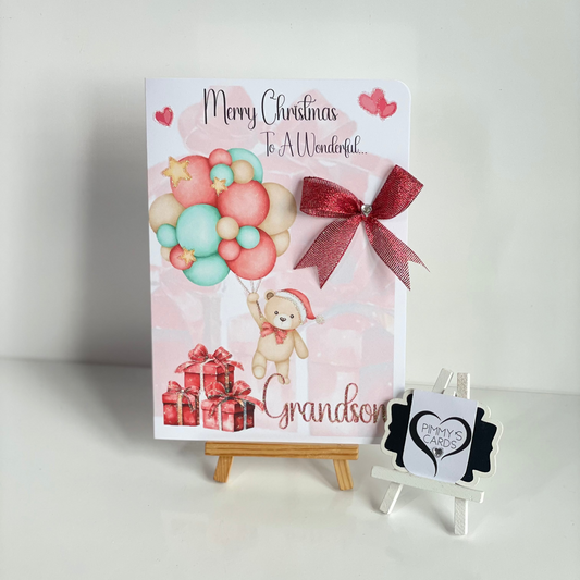 Christmas Balloon Teddy With Presents-Generic Christmas Cards