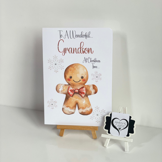 Red Gingerbread-Generic Christmas Cards-Grandson