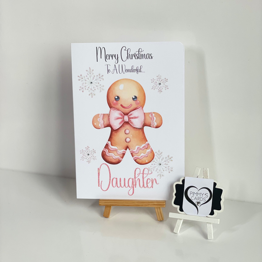 Pink Gingerbread-Generic Christmas Cards-Daughter