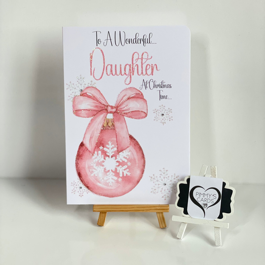Christmas card with pink Ball