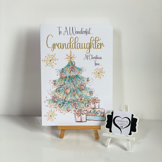 Christmas Cards Christmas tree and presents design granddaughter and daughter Christmas cards