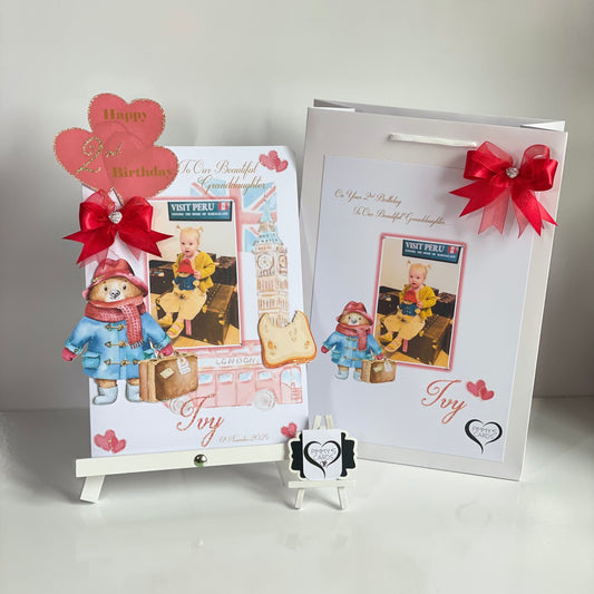 Paddington theme birthday card personalised cards