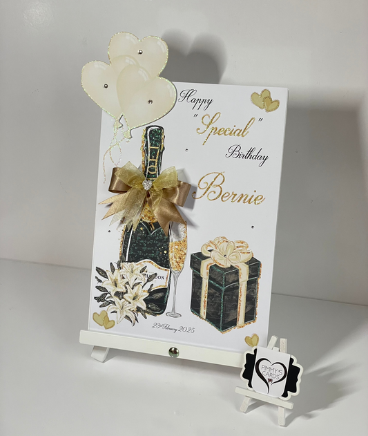 Black & Gold Champagne Celebration Party Sign