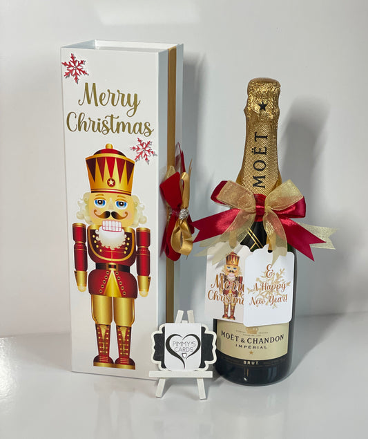 Red & Gold Christmas Nutcracker Bottle Box (Vinyl)