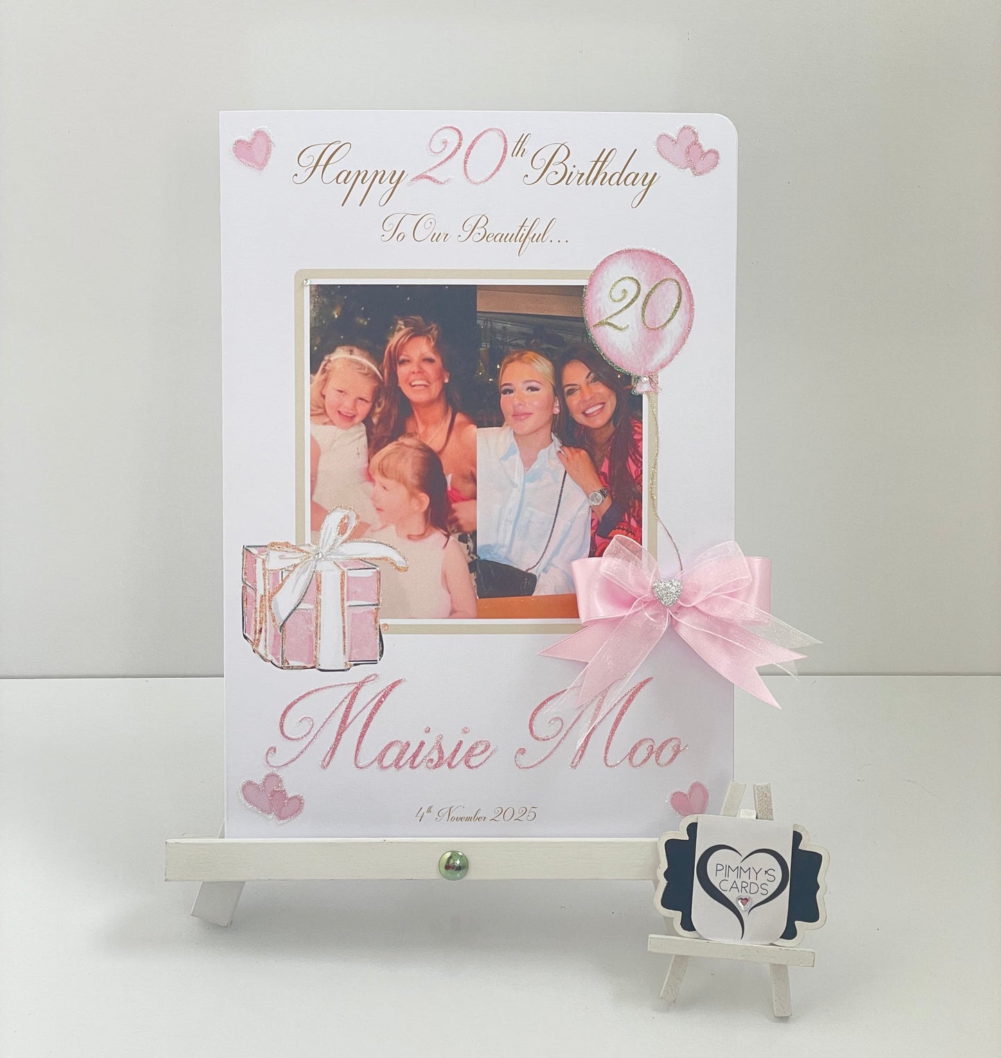 Pink Present & Balloon Theme Photo Card