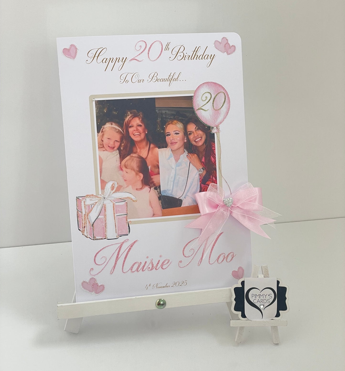 Pink Present & Balloon Theme Photo Card