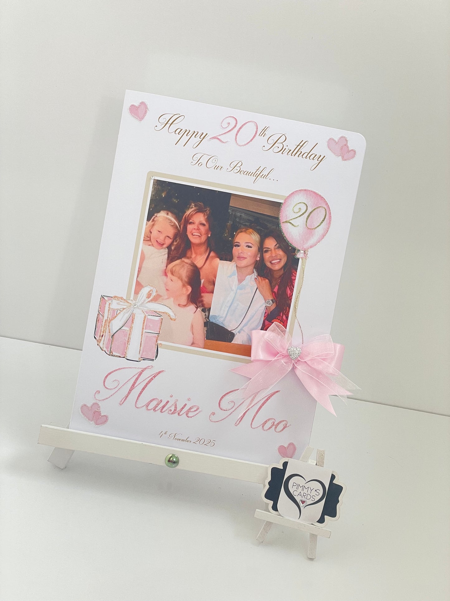 Pink Present & Balloon Theme Photo Card