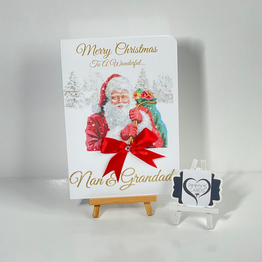 Father Christmas Holding His Sack-Generic Christmas Cards-Nan & Grandad