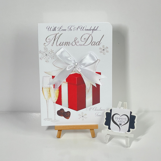 Red Christmas Present-Generic Christmas Cards-Mum & Dad