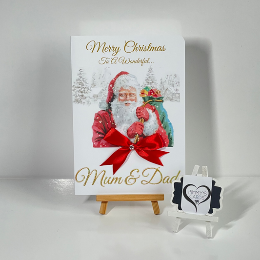 Father Christmas Holding His Sack-Generic Christmas Cards-Mum & Dad