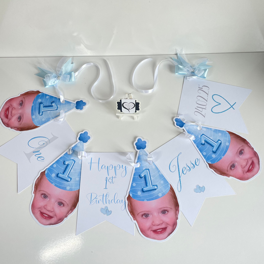 Baby Blue Hat Face Bunting