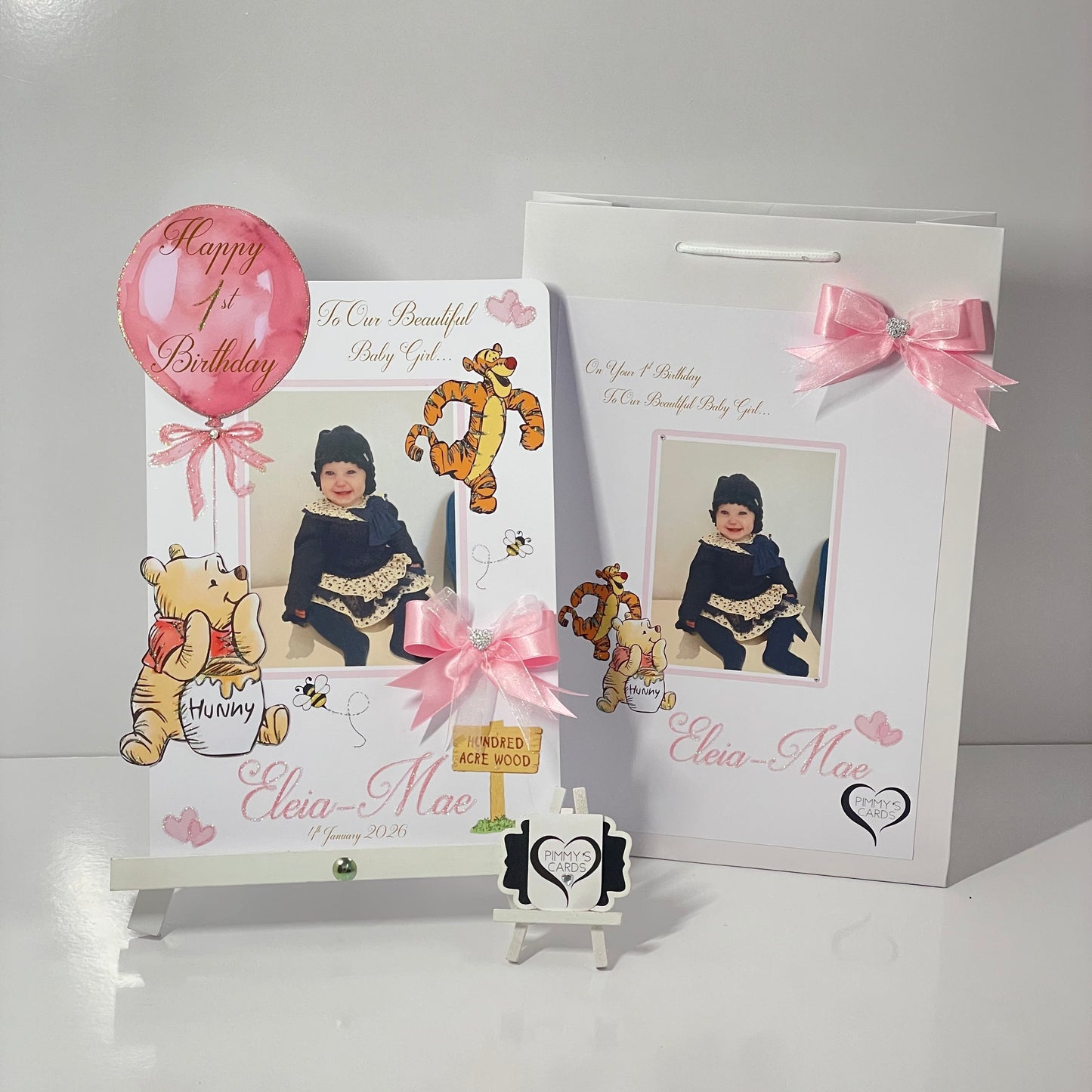 personalised Winne the pooh inspired theme photo card 