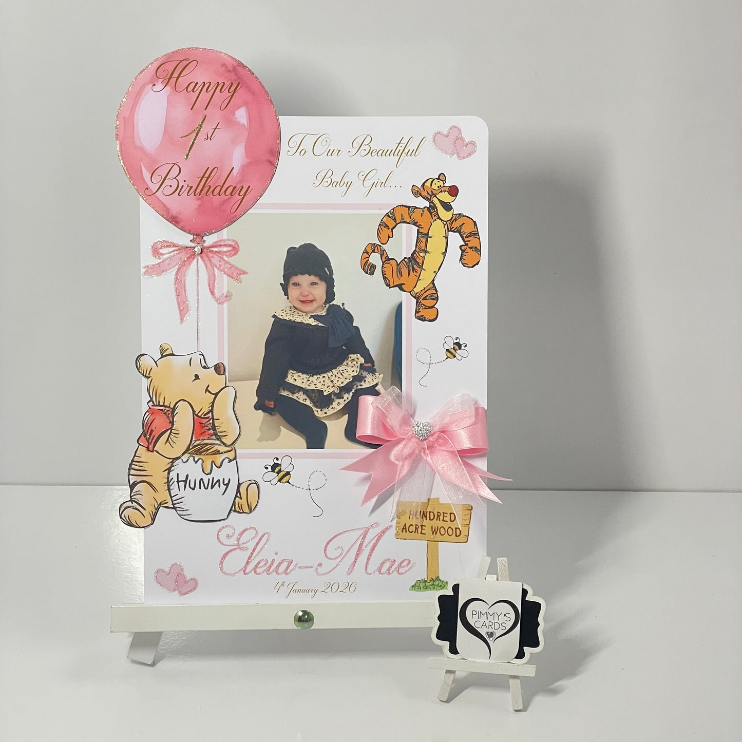 Winnie The Pooh & Tigger Pink Theme Photo 3D Pop Out Card