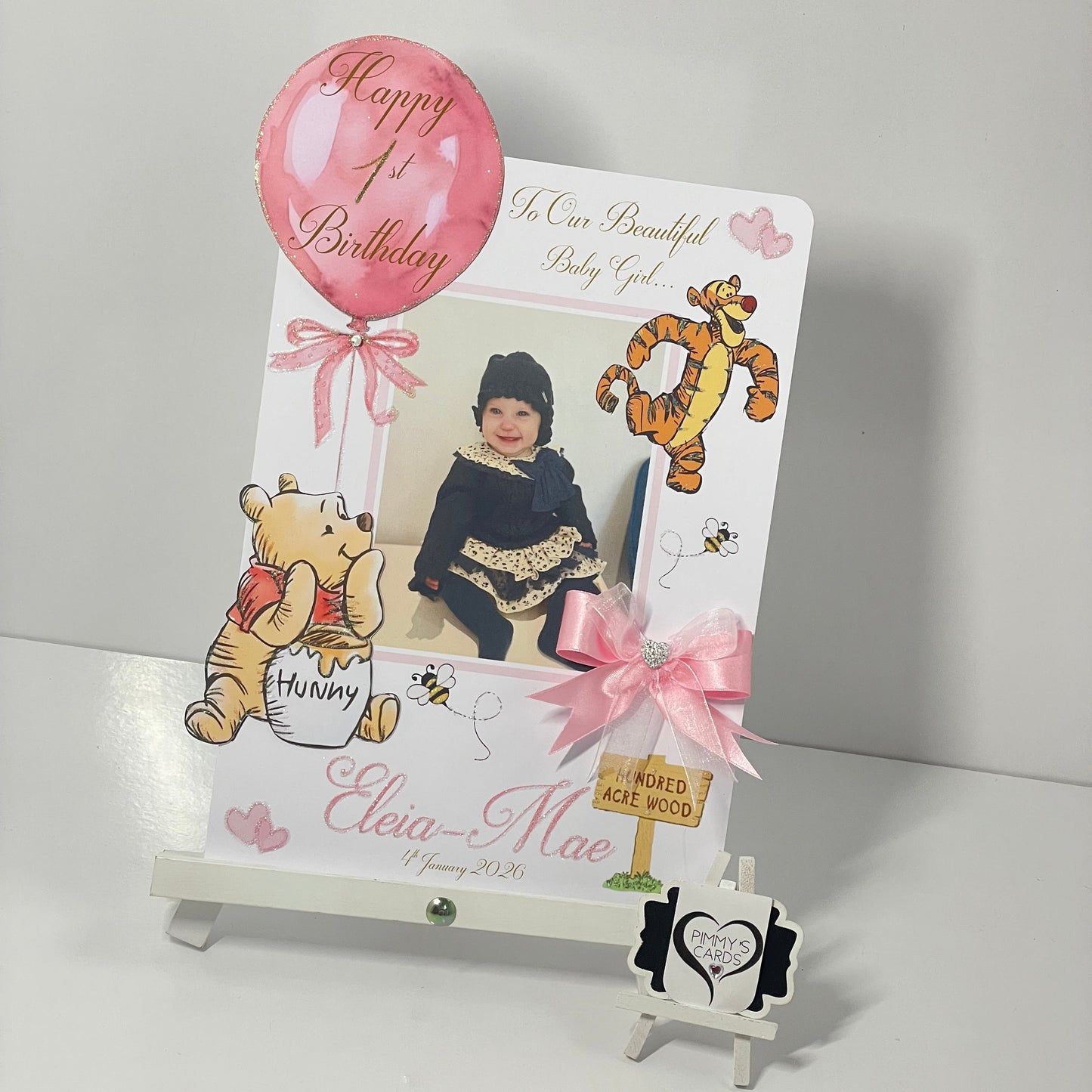 Winnie The Pooh & Tigger Pink Theme Photo 3D Pop Out Card