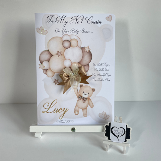 Neutral Balloon Teddy Theme Card