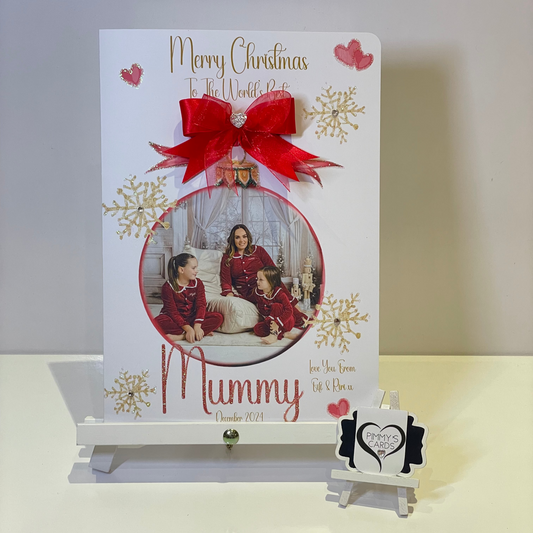 Christmas Photo Bauble Red Bow