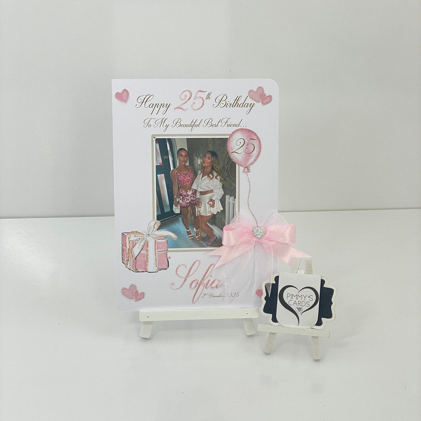 Pink Present & Balloon Theme Photo Card