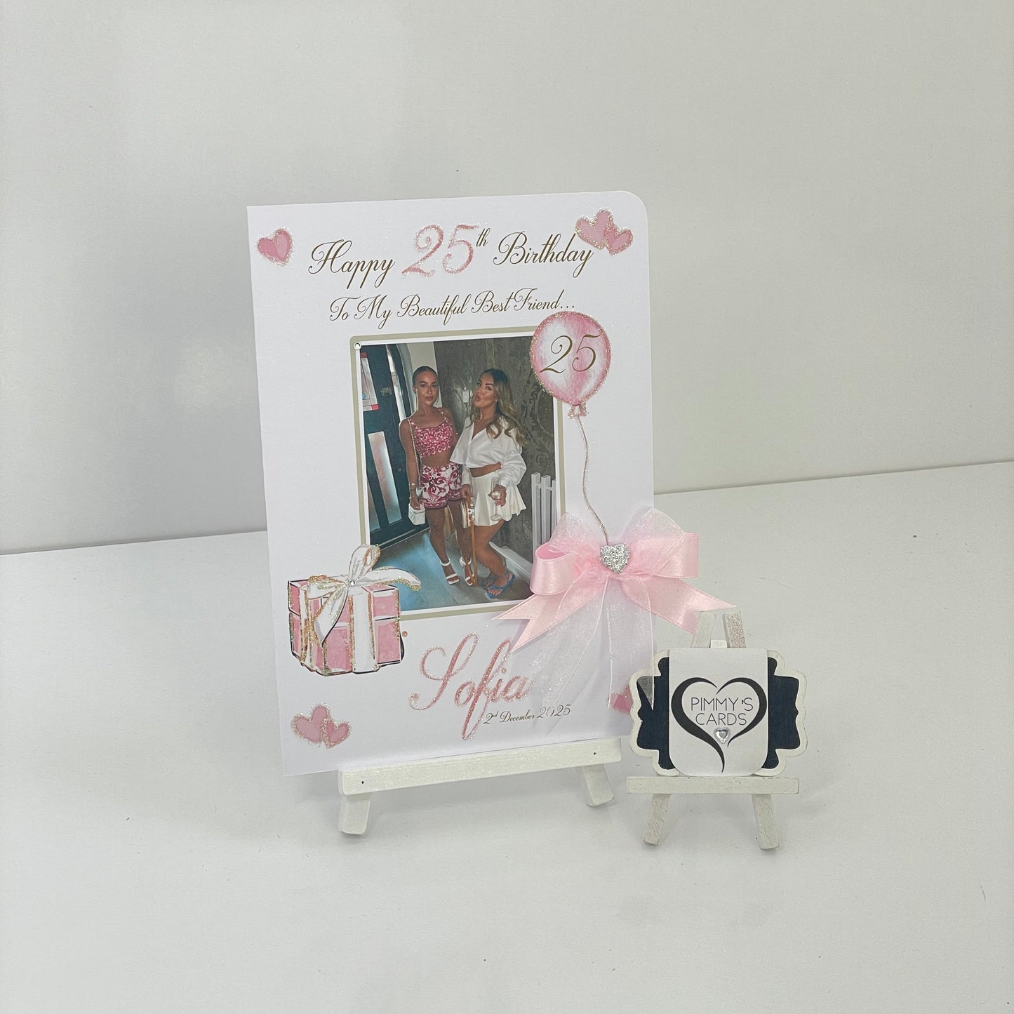 Pink Present & Balloon Theme Photo Card
