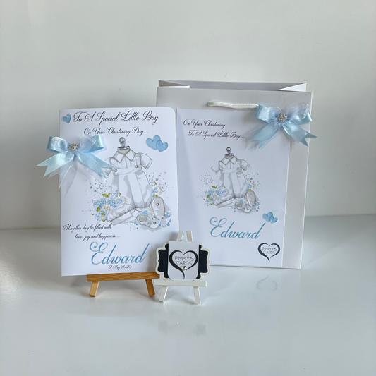 Christening Suit Blue & White