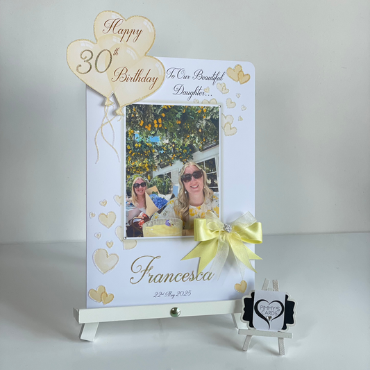 Lemon Scattered Hearts 3D Heart Balloons Pop Out Card