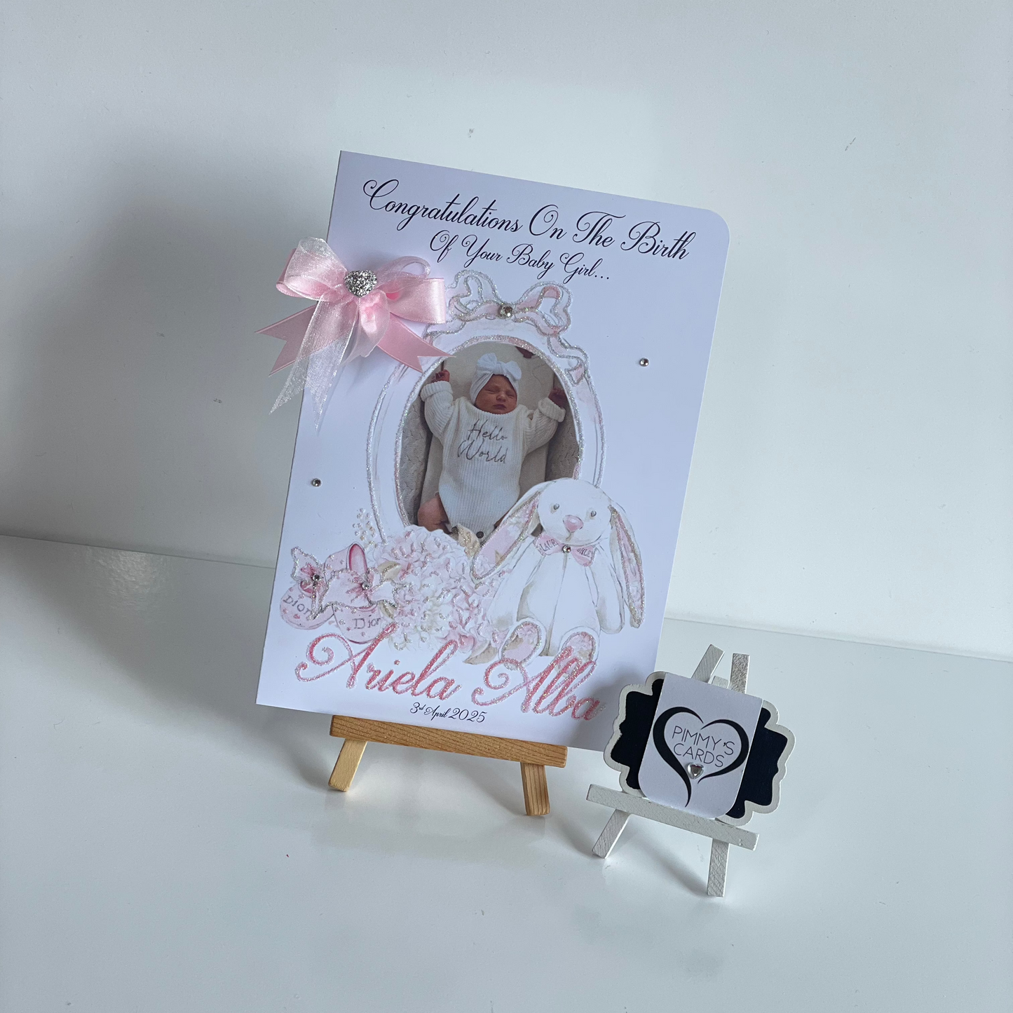 Pink Bundle Of Joy Frame With Shoes Photo Card