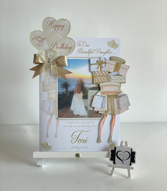 Gold Shopping Lady 3D Pop Out Card
