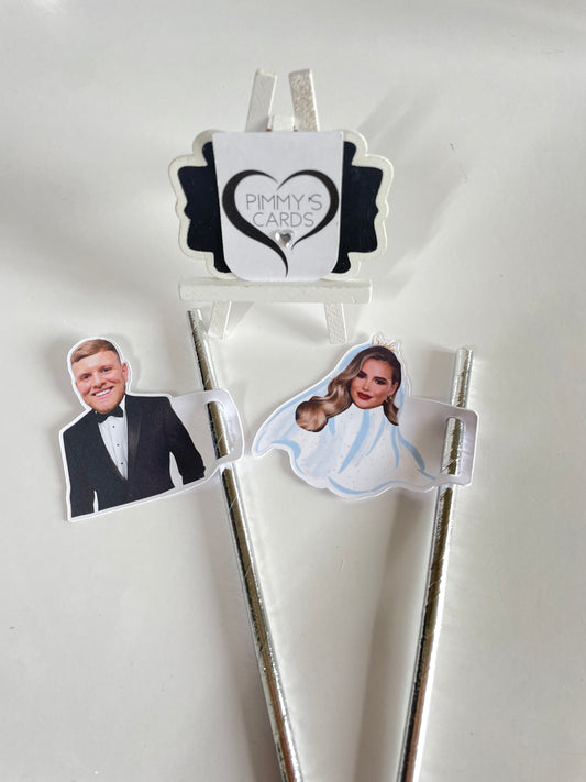 Personalised Face Bridal Straw Toppers - Pack Of 16 Faces