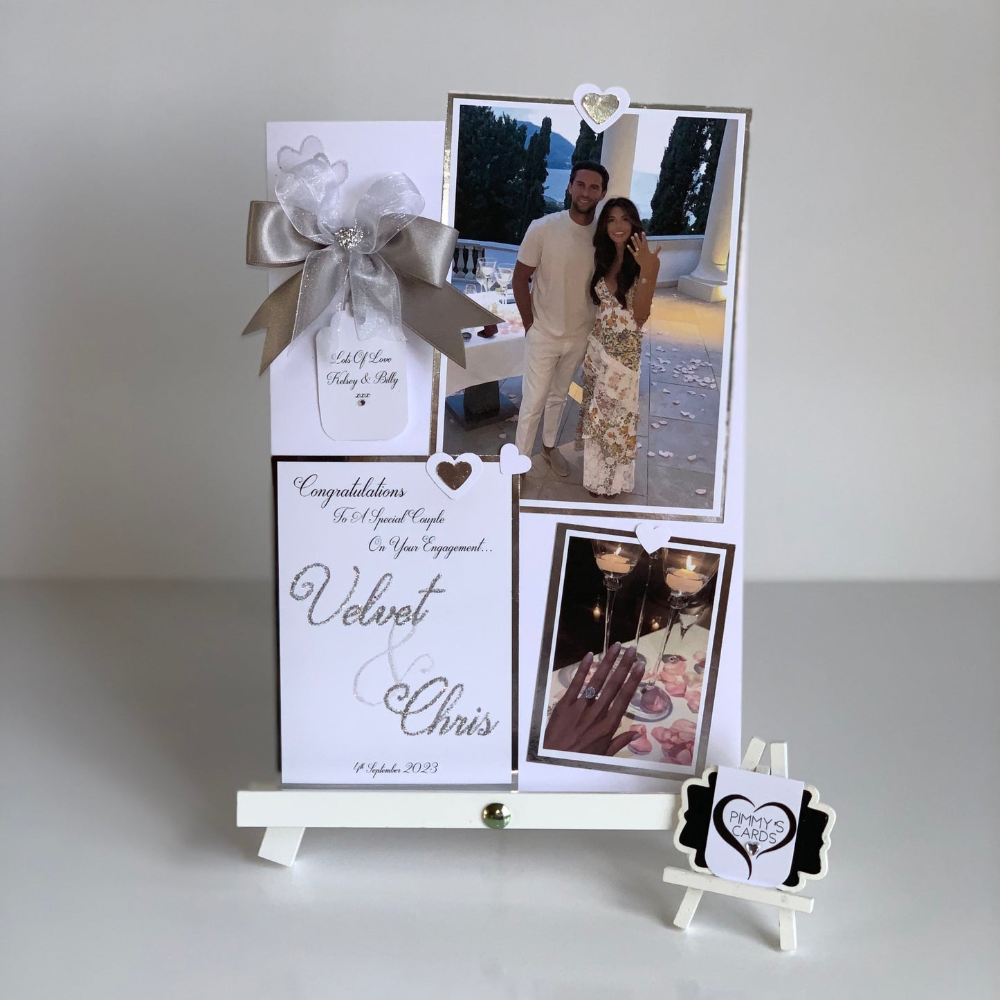 Double Deluxe Engagement Photo Card Silver