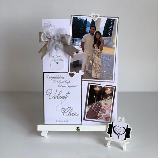 Double Deluxe Engagement Photo Card Silver